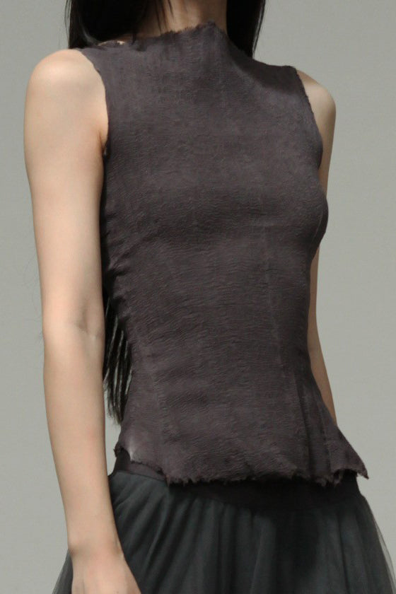 Marc le bihan silk elastic stretch vest 26954 series handmade in France MLB-26954-MOKA 26954 E23